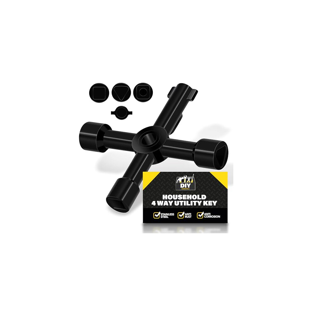 Sol 4 Way Utility Key ? Multi-Purpose Tool For Radiator Bleed, Gas & Electric Meter Boxes, Service Panels & Cabinets
