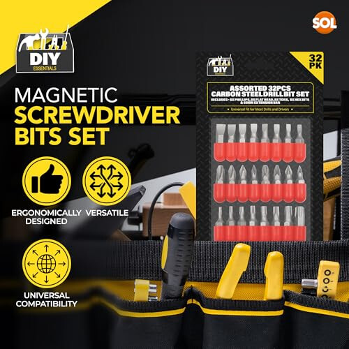 SOL SOL 32pcs Drill Bit Set ? Carbon Steel Driver Bits with Phillips, Flat, Torx & Hex, Universal Impact Bits 2