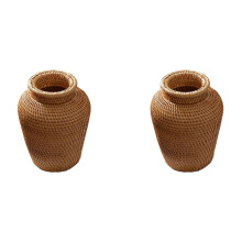 2X Cesta de Vime Vaso de Flores Suspenso Vaso de Flores Cesta de Flores Cesta de Armazenamento Vaso de Vime Cesto de Flores de Tecido Rústico Vaso de