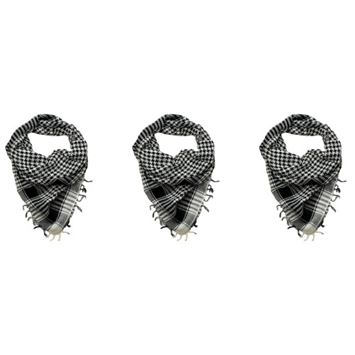 3X Unisex Scarf Polyester  Plaid Tassel Arab Desert Shemagh,Black