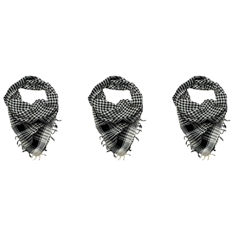 Brecantia Black 3X Unisex Scarf Polyester Plaid Tassel Arab Desert Shemagh,