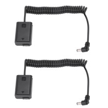 2X Np-Fw50 Dummy Battery Pack Coupler Adapter with Male Connector Power Coiled Cable for A7 Mark Ii A6300 A6000