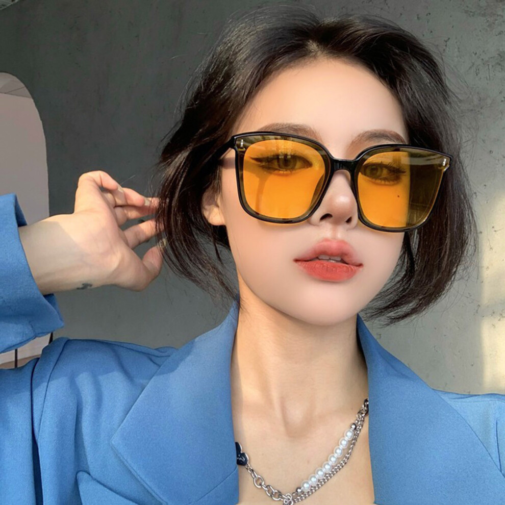Roc-Electron (Orange Slices In Black Frame) Trendy Square Sunglasses For Women - Lightweight & Durable