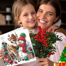(with envelope) 6PCS DIY Rhinestone Cards Kit, Xmas Gift for Kids & Adults