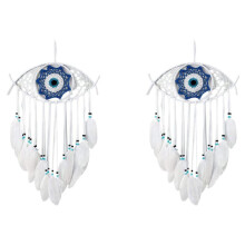 2X Evil Eye Dream Catchers for Bedroom Hand-Woven Macrame Dreamcatcher Wall Hanging Home Decor Good Luck Blessing Gift,1