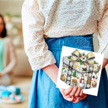 (with envelope) 6PCS DIY Rhinestone Cards Kit, Xmas Gift for Kids & Adults