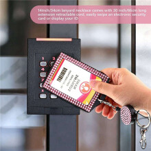 12 Conjuntos de Strass Porta-CartõEs de Identificação Carretel Retrátil de Cristal Porta-CartõEs de Strass Pescoço Porta-CartõEs