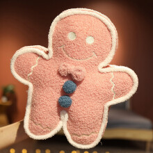 (Pink) Soft Plush Gingerbread Cushion for Sofa & Bed