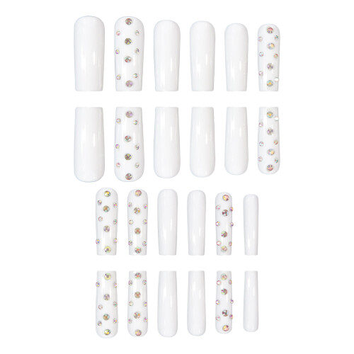 24PCS Rhinestone Press On Nails Stage Wear 1