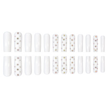 24PCS Rhinestone Press On Nails Stage Wear