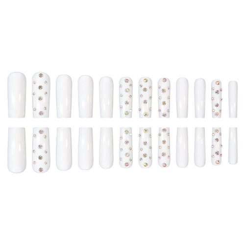 24PCS Rhinestone Press On Nails Stage Wear