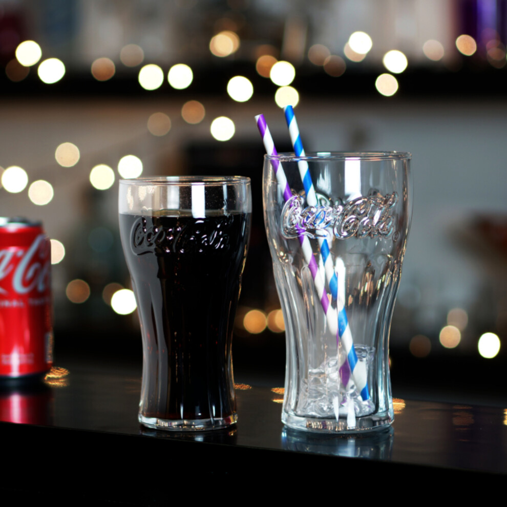 Coca Cola Contour Highball Drinking Glass 320Ml Clear Round Dishwasher Safe 4Pcs
