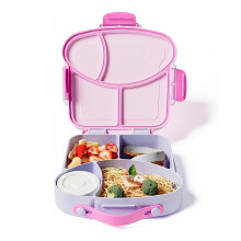 (Lavender Purple) Kids Microwave Safe Bento Box with Fork & Spoon