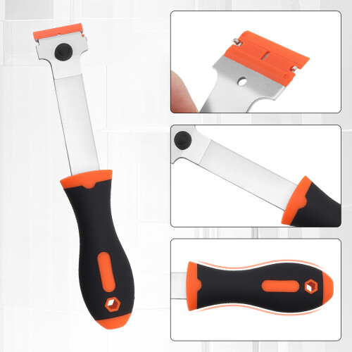 Multi Purpose Ice Scraper Snow Brush Long Handle Blade Type Scraper Fit for Car Windshield Sticker Shovel with 10 Plastic Blades 1