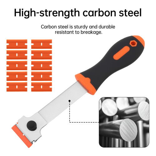 Multi Purpose Ice Scraper Snow Brush Long Handle Blade Type Scraper Fit for Car Windshield Sticker Shovel with 10 Plastic Blades 2
