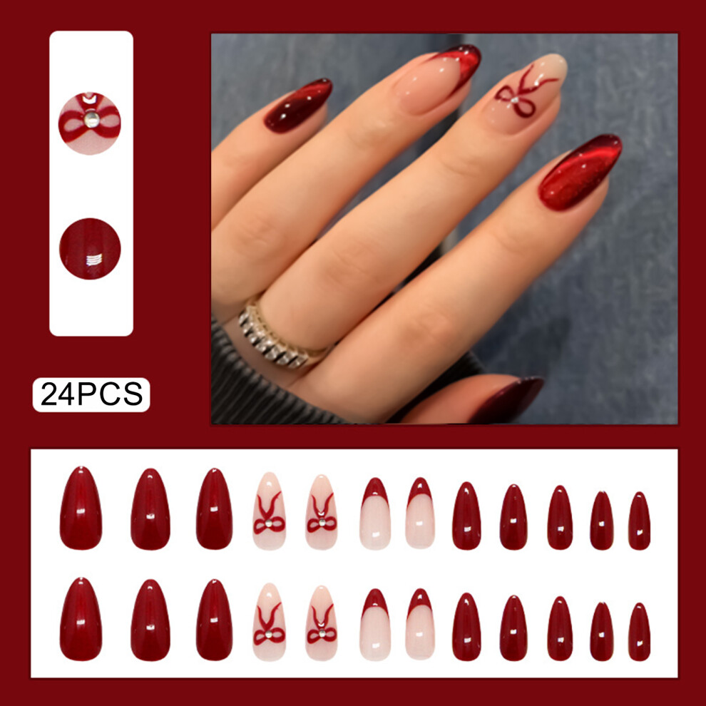 Creation-3C Red Cat Eye Resin Nails For Daily & Party Wear
