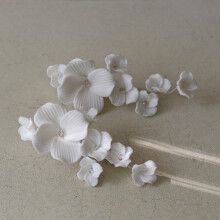 (Silver) Elegant White Ceramic Flower Hair Clips for Thick Hair