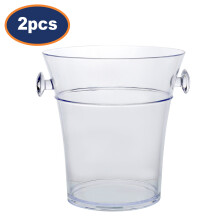 Ice Bucket Plastic Acrylic Holder Clear Wine Chiller Champagne Barware 2Pcs