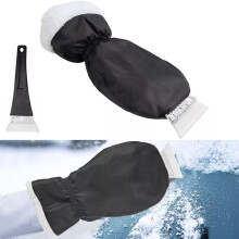 Portable With Glove Car Ice Scraper Reusable Lambswool Snow Scraper Durable Warm Snow Shovel Gloves Auto Window