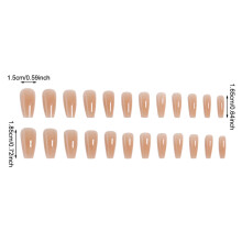 French Coffin Fake Nails Nude Full Cover for Women