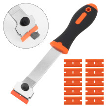 Multi Purpose Ice Scraper Snow Brush Long Handle Blade Type Scraper Fit for Car Windshield Sticker Shovel with 10 Plastic Blades