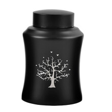 (Black, Medium) Pet Urn - Stainless Steel, Airtight, Cats & Dogs