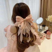 (Pink) Satin Hair Clips with Big Bow Ribbon Accessories