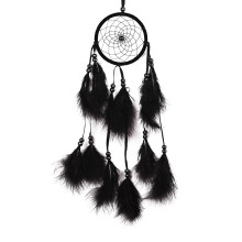 Feather Bead Craft Mascot Black Hanging Circle Dream Catcher Crafts Ornaments Props Dreamcatcher Balcony Decor for Birthday Gift