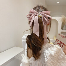 (Purple) Satin Hair Clips with Big Bow Ribbon Accessories