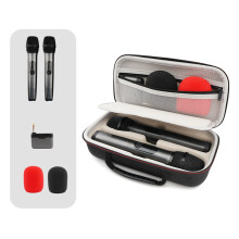 Wireless Microphone Case W/ Zipper EVA Hard Dual Wireless Mic Storage Bag Handheld Dual Mic Carrying Case for Dual Handheld Mic