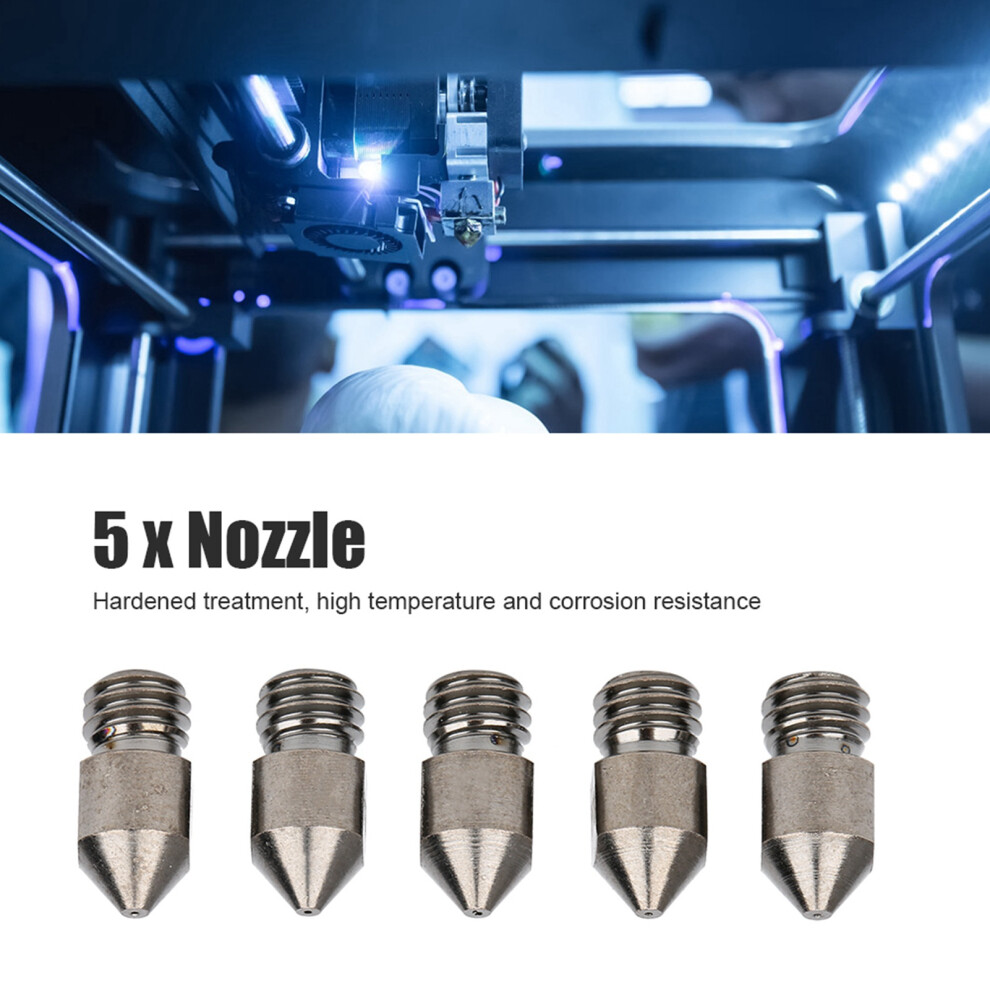 MK8 1.75mm Nozzle Kit, 5pcs, 0.2-1.0mm, Steel