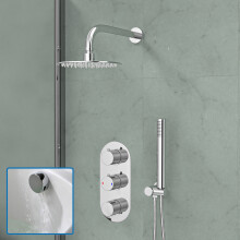 Nes Home 3 Dial 3 Outlet Concealed Thermostatic Shower - Round shower set