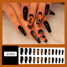 (SHEIN Style) Halloween Dark Cat Fake Nails, Chip-Proof & Smudge-Proof
