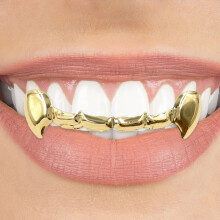 (Gold) Gold Vampire Fangs Grill for Halloween