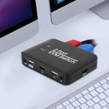 2-Port USB 2.0 HDMI KVM-Schalter, 4K@60Hz, einfache Steuerung, universelle Kompatibilität