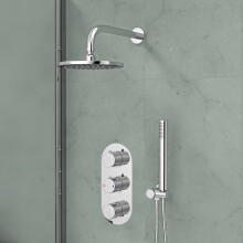 Nes Home 3 way round concealed thermostatic mixer valve hand shower bath filler