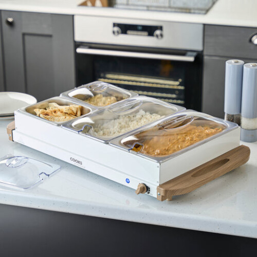 Cooks Professional Cooks Professional 4 Section Buffet Warmer | 7.2L | Nordic White 2