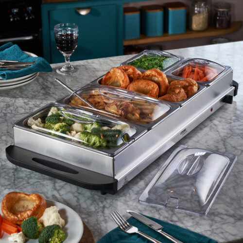 Cooks Professional Cooks Professional 5 Section Buffet Warmer | 9.6L | Silver 1