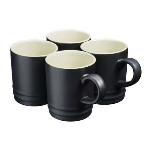 Cooks Professional Cooks Professional 4 Piece Mug Set | 350ml | Matt Black 1