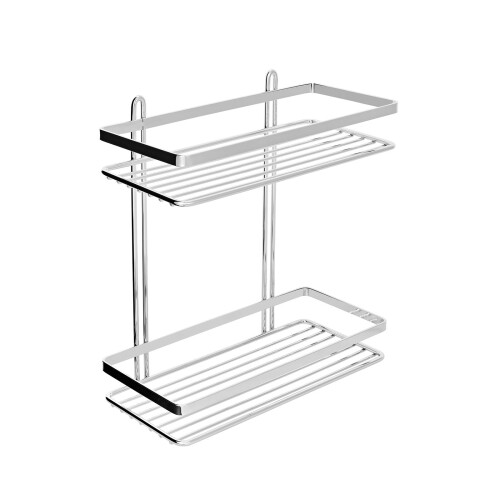 EUROSHOWERS EuroShowers Stainless Steel Chrome Plated Double Rectangular Basket / Caddy