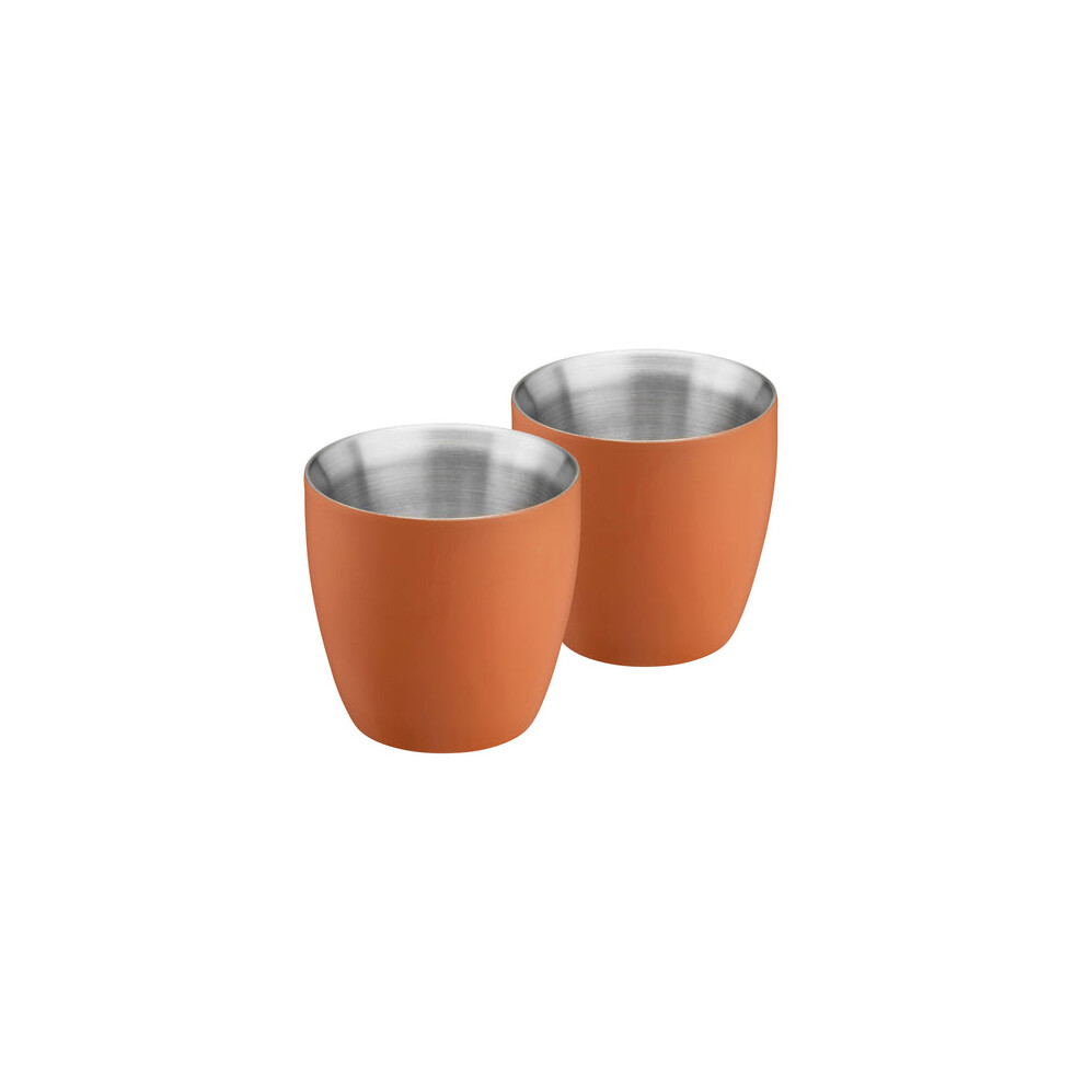 Cooks Professional Set of 2 Insulated Stainless Steel Espresso Cups - Orange - 90ml - Image 2