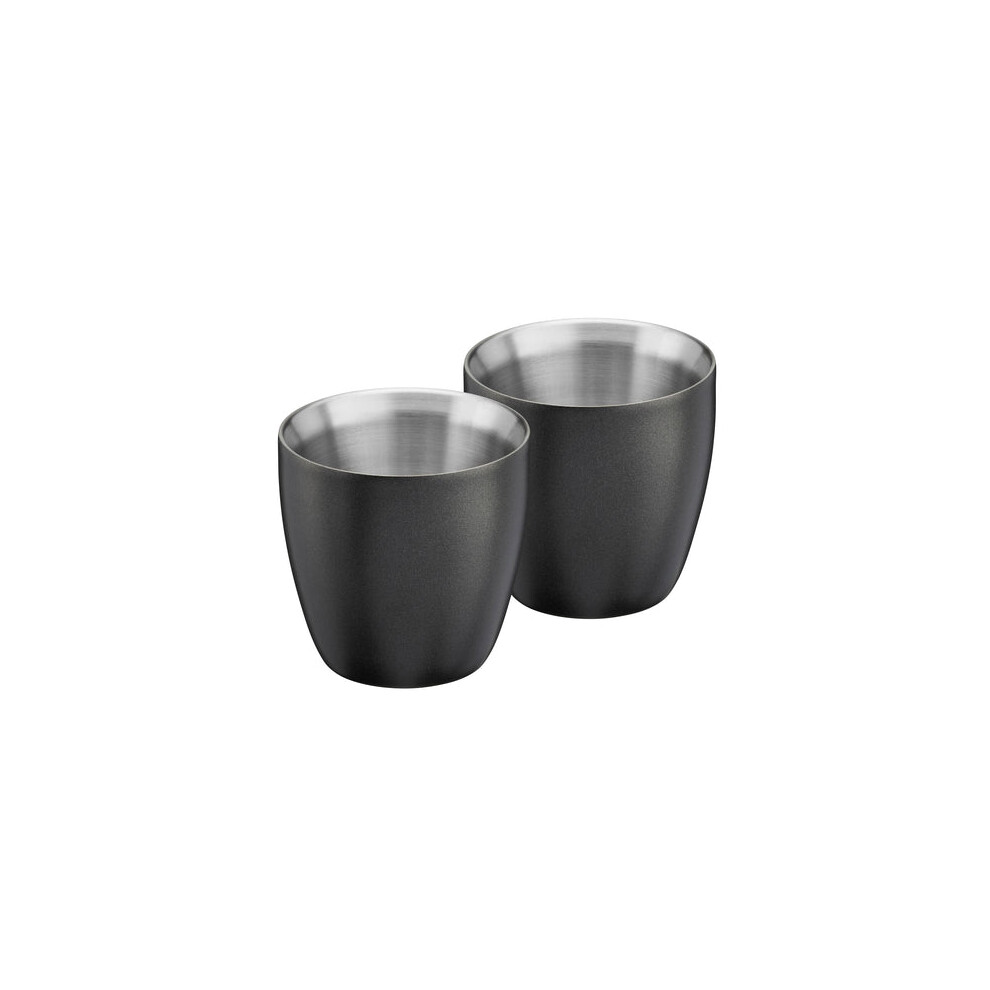 Cooks Professional Unisex Black Set Of 2 Stainless Steel Espresso Coffee Cups Double Wall Insulated In - Image 2