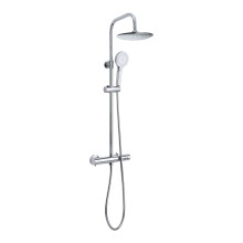 EuroShowers THERMO Round Rigid Riser Twin Head Chrome Shower Set