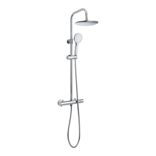 EUROSHOWERS EuroShowers THERMO Round Rigid Riser Twin Head Chrome Shower Set