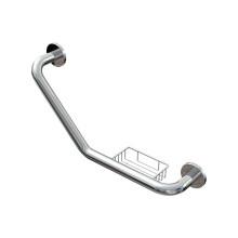 EuroShowers Polished Stainless Steel Safety Grab Rail Bar with Soap Dish