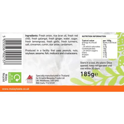 Malaysian Rendang Curry Paste 185g by Malay Taste 1