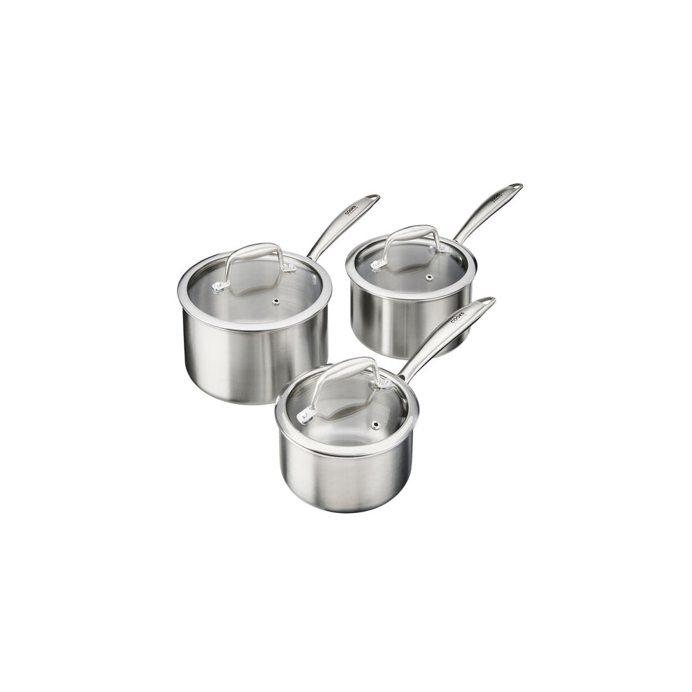 Cooks Professional Tri-Ply 3 Piece Saucepan Set | 14Cm, 16Cm & 18Cm