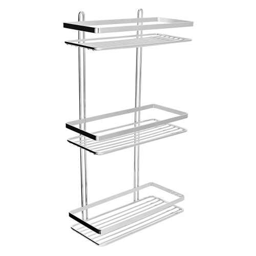 EUROSHOWERS EuroShowers Stainless Steel Chrome Plated Triple Rectangular Basket / Caddy