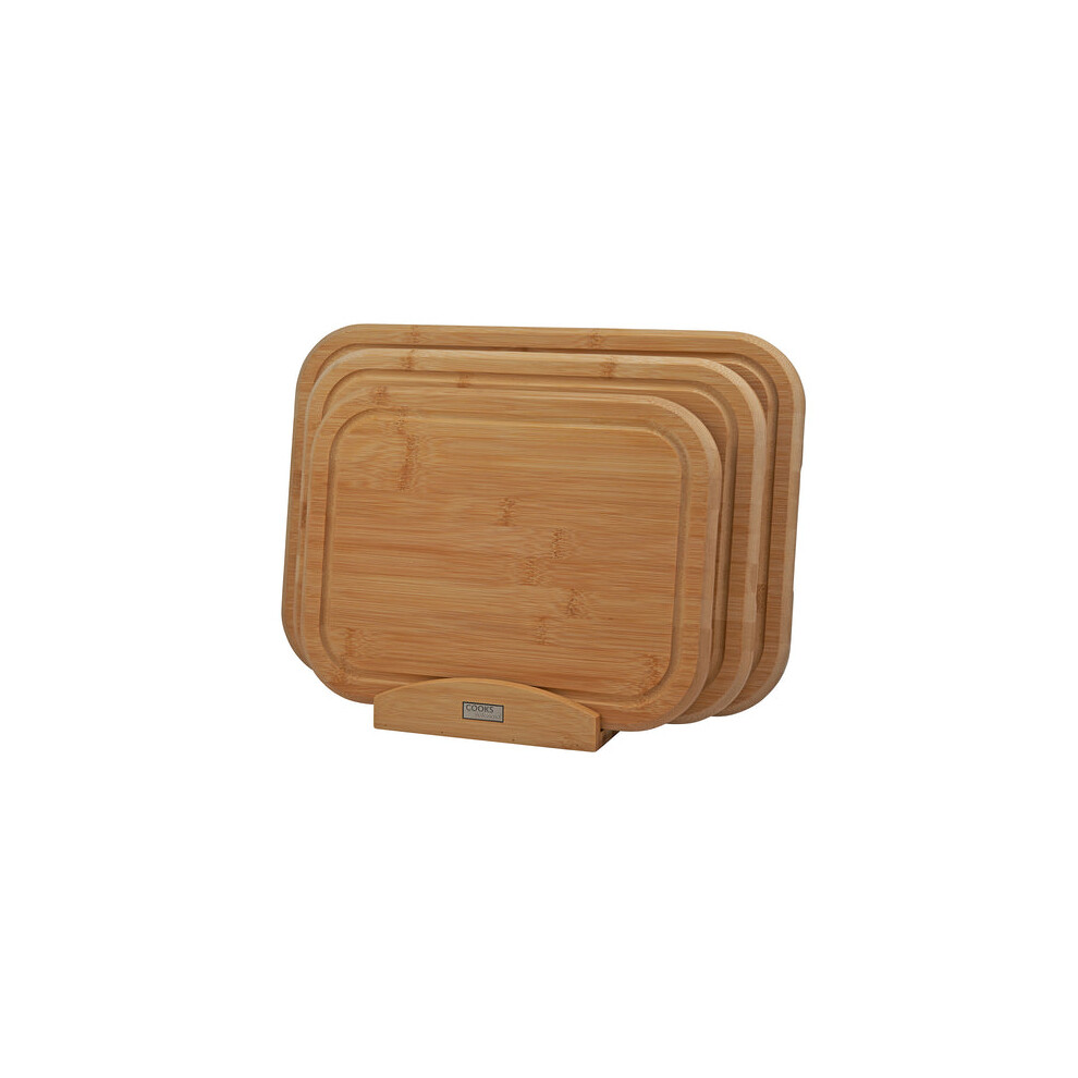 Cooks Professional 3 Piece Bamboo Chopping Board Set With Stand