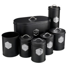 Cooks Professional 7 Piece Kitchen Storage Set | Black / Silver